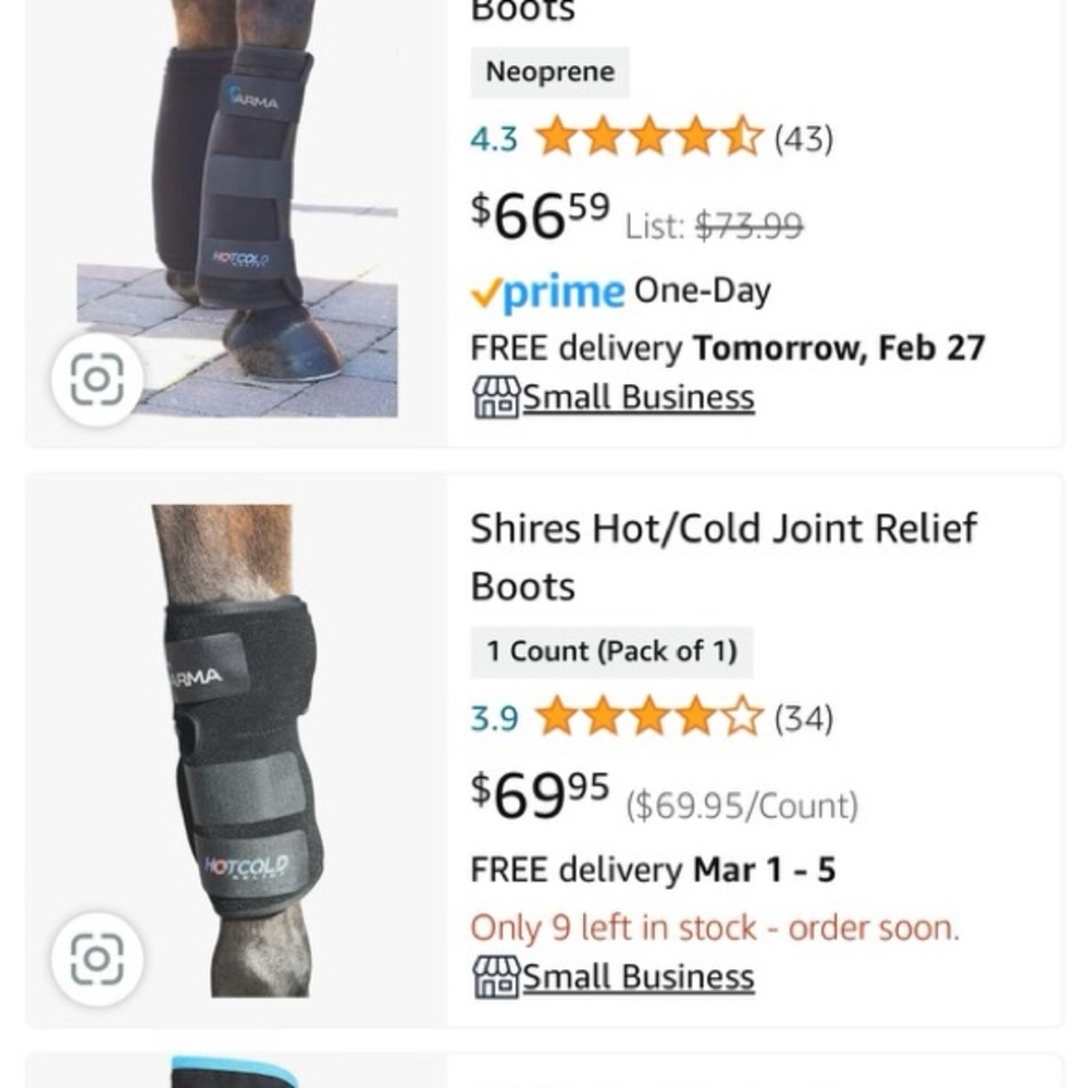Hot/Cold boots for horses